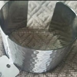 Hammered wide cuff bracelet